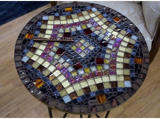 Круглый столик мозаика Пикассо_29 D50 эпоксидка купить