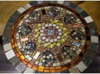 Круглый столик мозаика Пикассо_25 D60см Эпоксидка