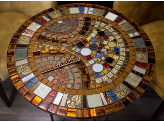 Круглый столик мозаика Пикассо_28 D60см Эпоксидка