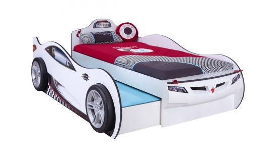 Champion racer Кровать-машина Coupe c выдвижной кроватью, белая, сп. м. 90х190/90х180 купить