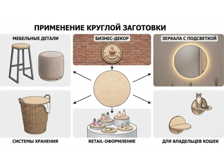 Столешница заготовка из березовой фанеры Круг 50 см купить — Купить для декора